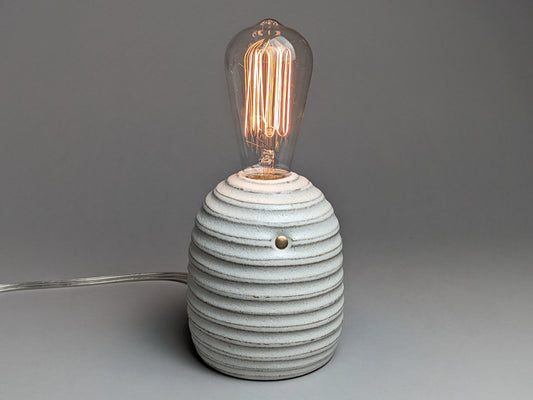 handcrafted stoneware Edison bulb lamp with satin white glaze