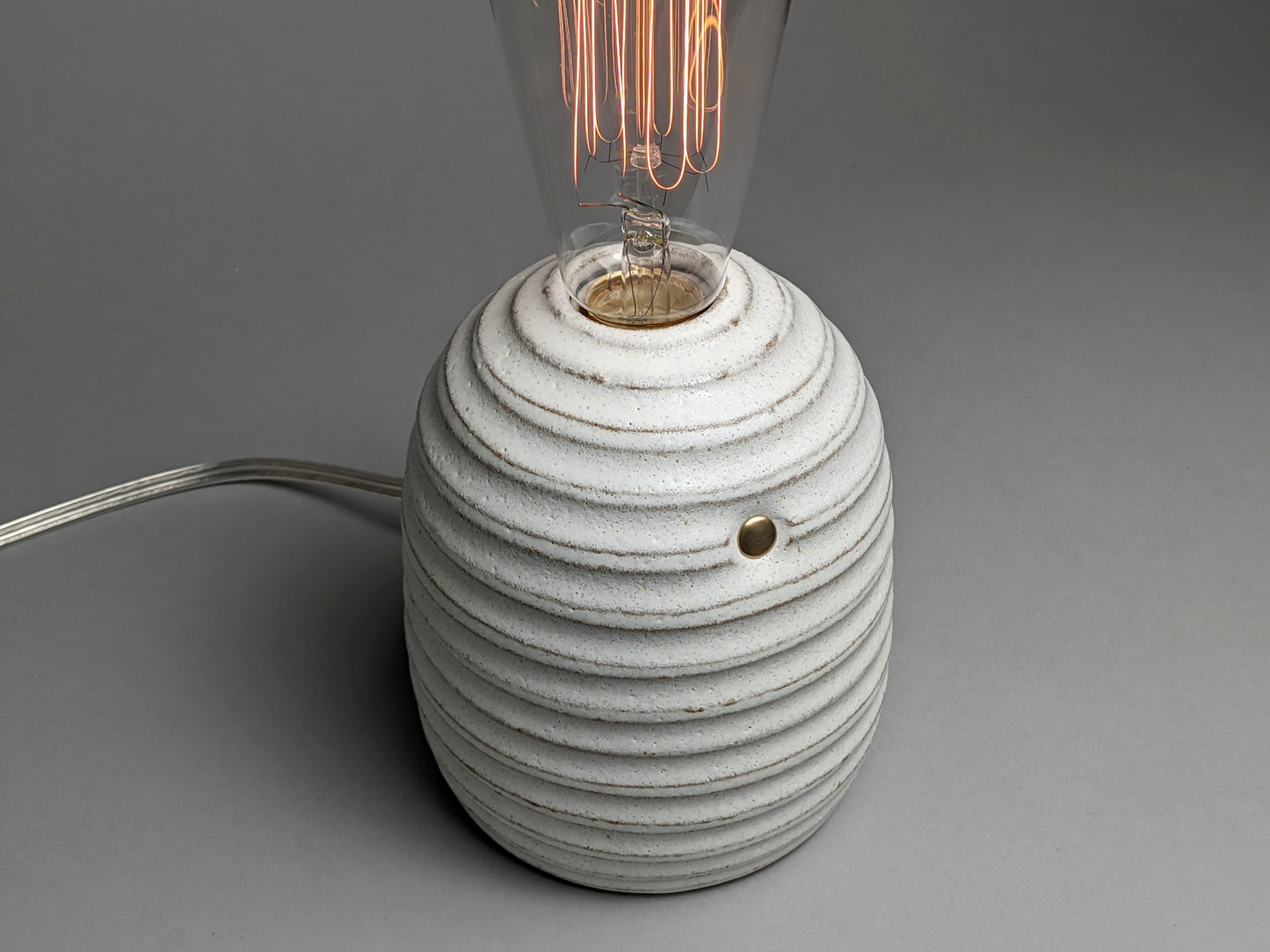handcrafted stoneware Edison bulb lamp with satin white glaze