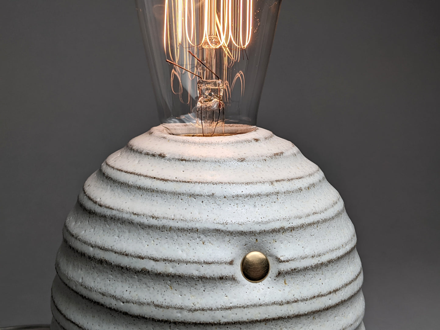 handcrafted stoneware Edison bulb lamp with satin white glaze