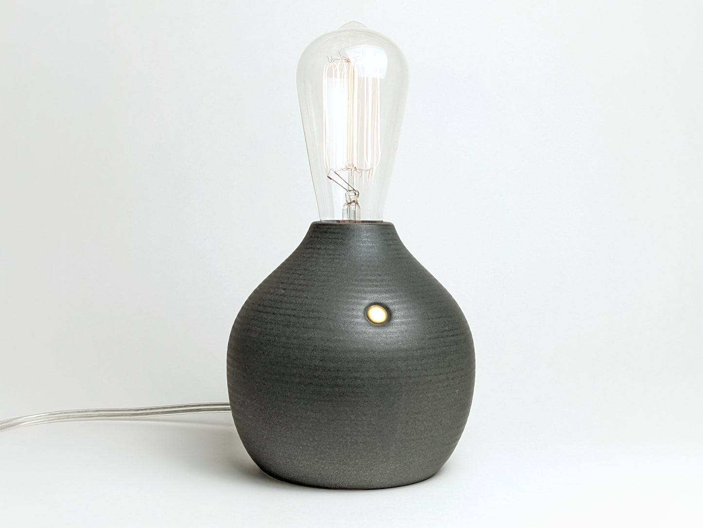 Matte black handcrafted stoneware Edison bulb lamp